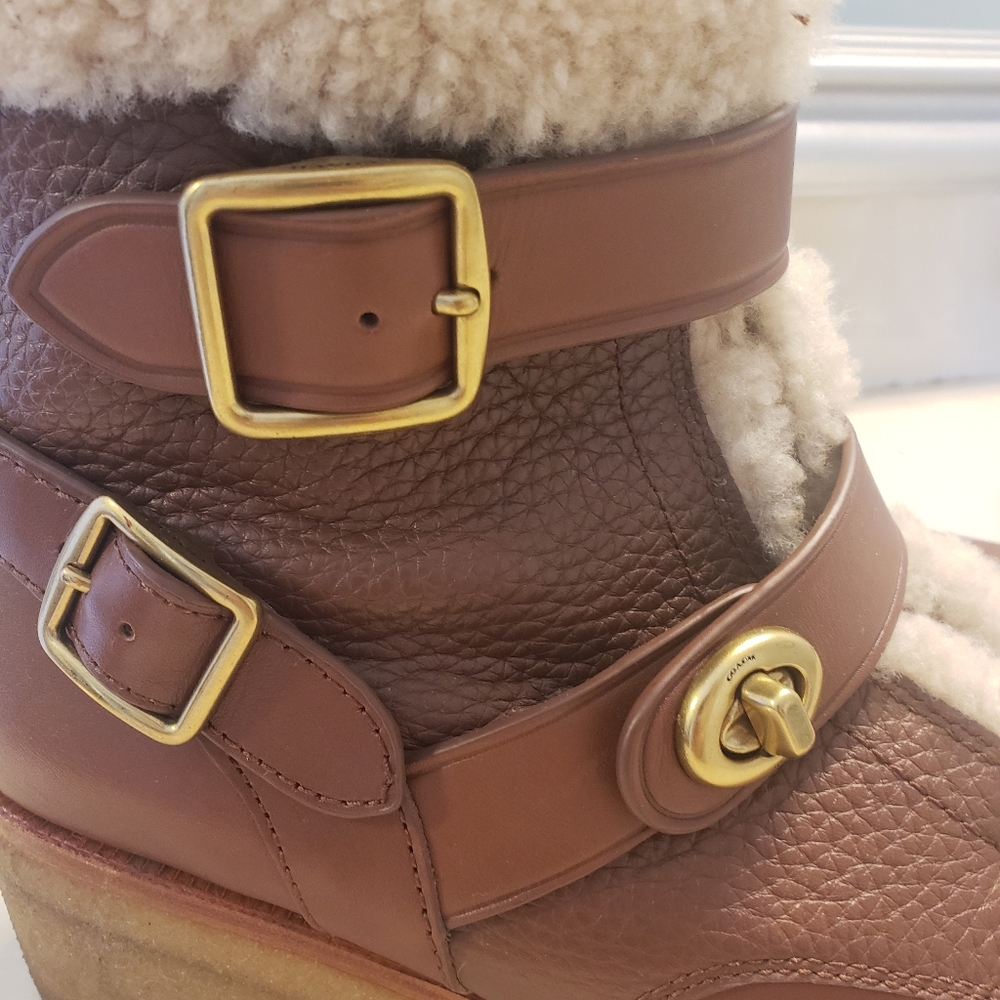 Coach Preston Leather and Sherling Booties 9.5 - Picture 10 of 16